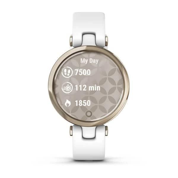 Смарт-годинник Garmin Lily Sport Cream Gold з білим корпусом та силіконовим ремінцем