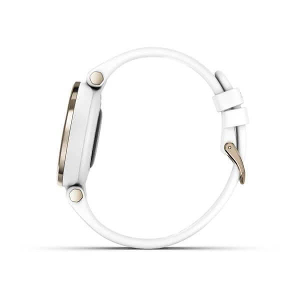 Смарт-годинник Garmin Lily Sport Cream Gold з білим корпусом та силіконовим ремінцем