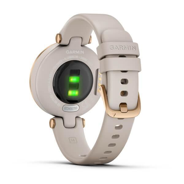Смарт-годинник Garmin Lily Sport Rose Gold зі світло-бежевим корпусом та силіконовим ремінцем