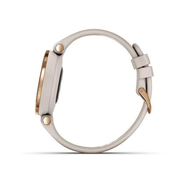 Смарт-годинник Garmin Lily Sport Rose Gold зі світло-бежевим корпусом та силіконовим ремінцем