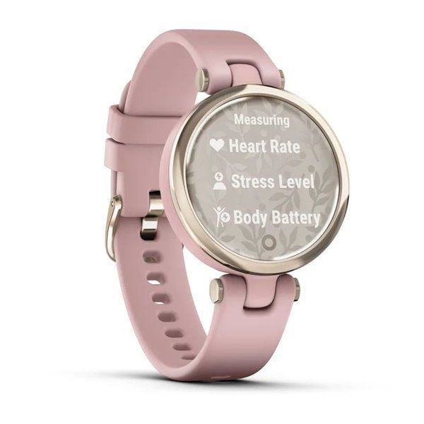 Смарт-годинник Garmin Lily Sport з кремово-золотистим безелем, рожевим корпусом та силіконовим ремінцем