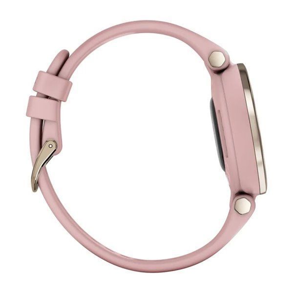 Смарт-годинник Garmin Lily Sport з кремово-золотистим безелем, рожевим корпусом та силіконовим ремінцем