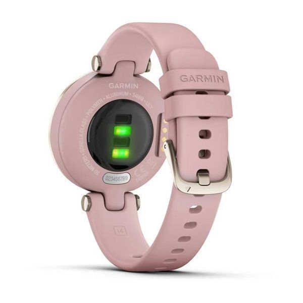 Смарт-годинник Garmin Lily Sport з кремово-золотистим безелем, рожевим корпусом та силіконовим ремінцем