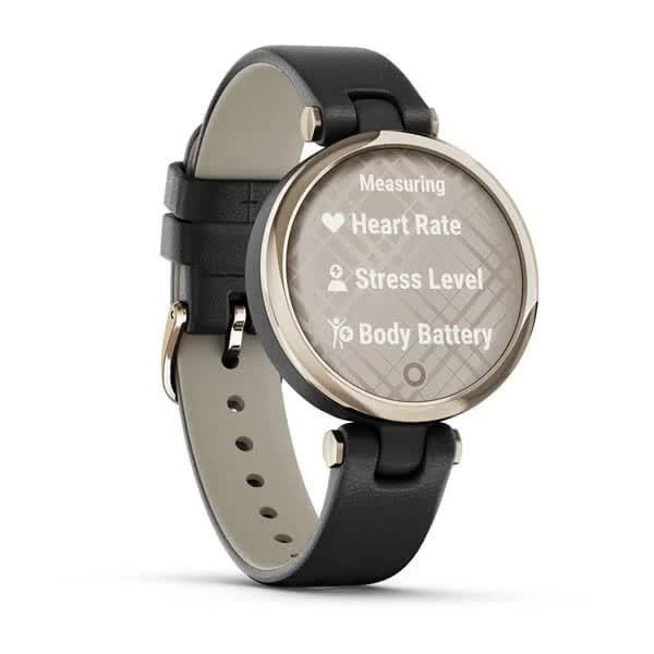 Смарт-годинник Garmin Lily Classic Cream Gold з чорним корпусом та ремінцем з італійської шкіри