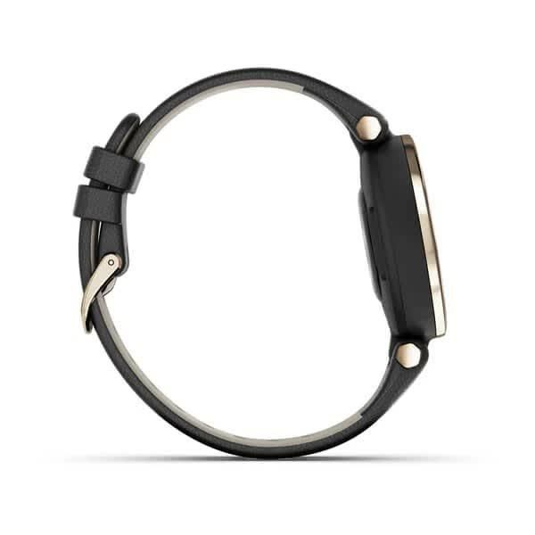 Смарт-годинник Garmin Lily Classic Cream Gold з чорним корпусом та ремінцем з італійської шкіри