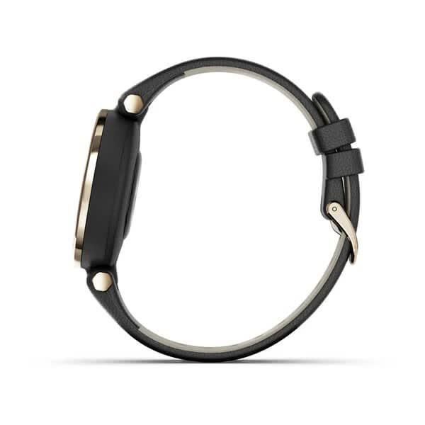 Смарт-годинник Garmin Lily Classic Cream Gold з чорним корпусом та ремінцем з італійської шкіри