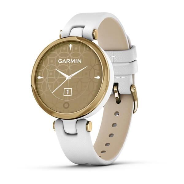 Смарт-годинник Garmin Lily Classic Light Gold з білим корпусом та ремінцем з італійської шкіри