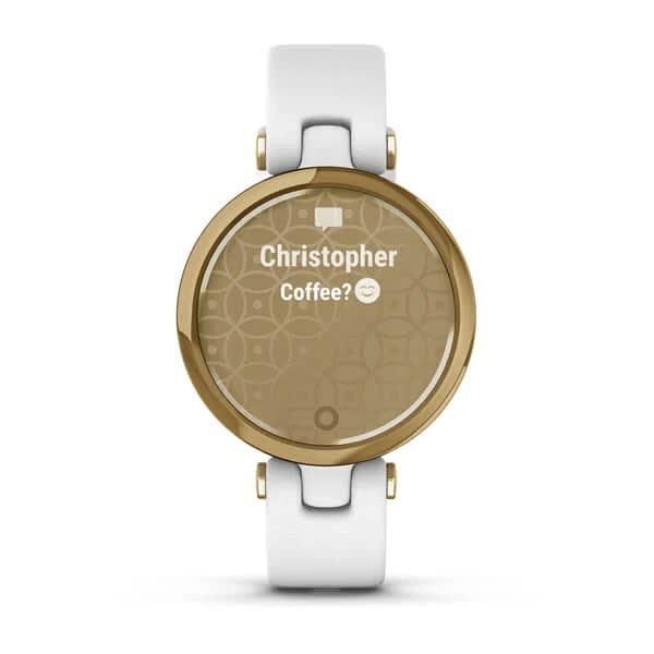 Смарт-годинник Garmin Lily Classic Light Gold з білим корпусом та ремінцем з італійської шкіри