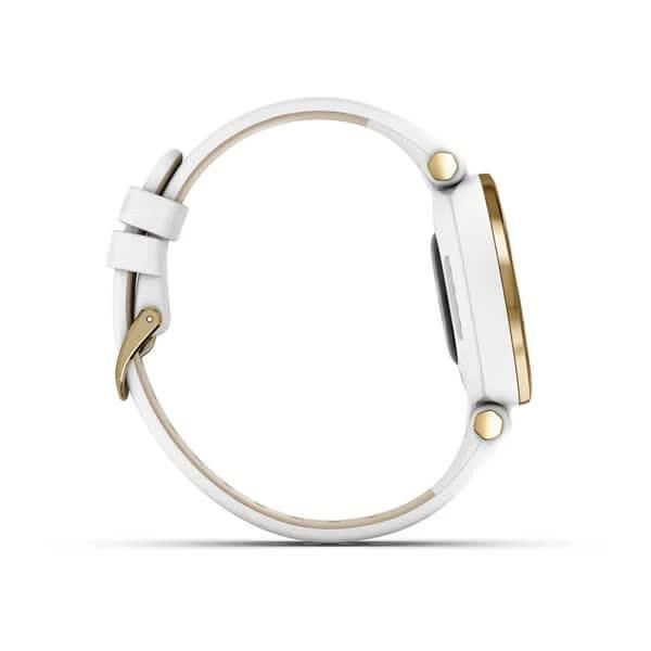 Смарт-годинник Garmin Lily Classic Light Gold з білим корпусом та ремінцем з італійської шкіри
