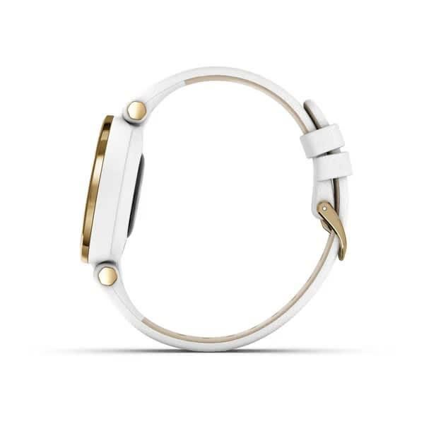 Смарт-годинник Garmin Lily Classic Light Gold з білим корпусом та ремінцем з італійської шкіри