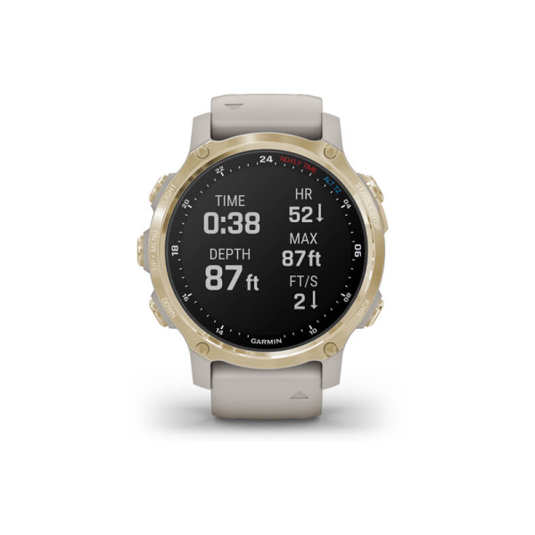 Смарт-часы Garmin Descent Mk2S Light Gold со светло-песочным силиконовым ремешком