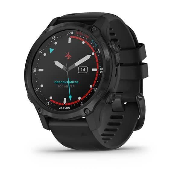 Смарт-годинник Garmin Descent Mk2S Carbon Gray DLC Black із чорним силіконовим ремінцем