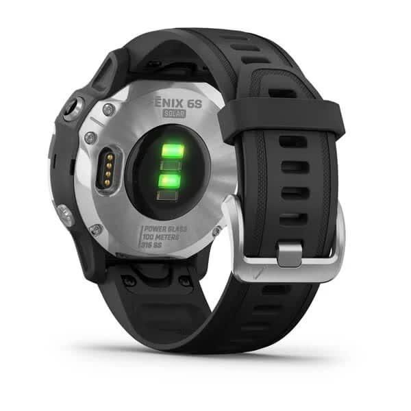 Смарт-часы Garmin Fenix 6S Solar серебристые с черным ремешком