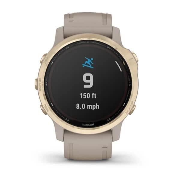 Смарт-годинник Garmin Fenix ​​6S Pro Solar золотистий зі світло-бежевим силіконовим ремінцем