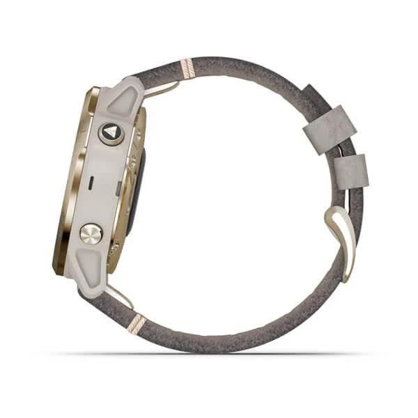 Смарт-часы Garmin Fenix 6S Pro Solar золотистые с бежевым замшевым ремешком