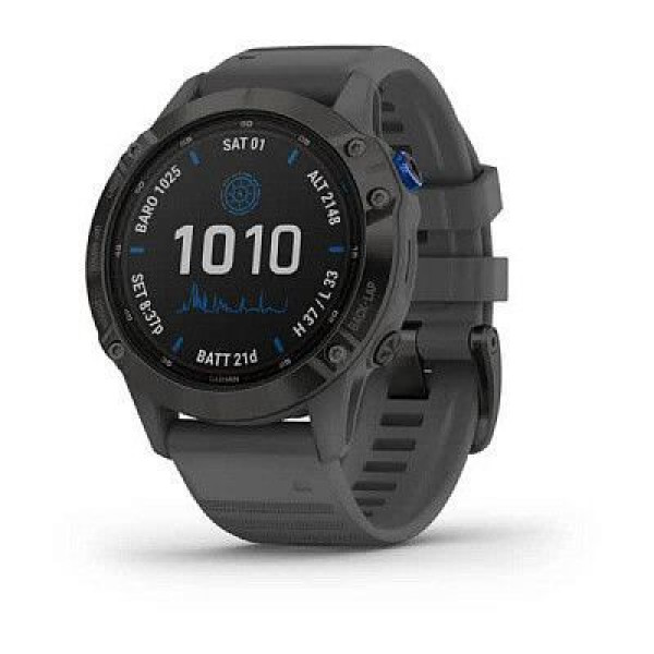 Смарт-годинник Garmin Fenix ​​6 Pro Solar чорний з сірим ремінцем