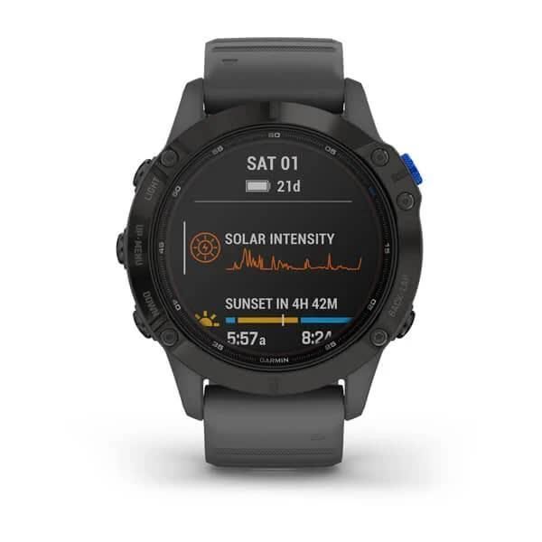 Смарт-годинник Garmin Fenix ​​6 Pro Solar чорний з сірим ремінцем