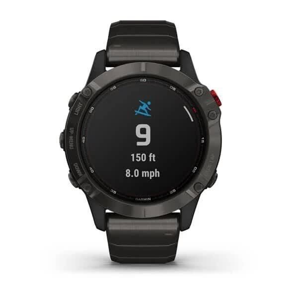 Смарт-часы Garmin Fenix 6 Pro Solar титановые серые с DLC-покрытием и титановым ремешком