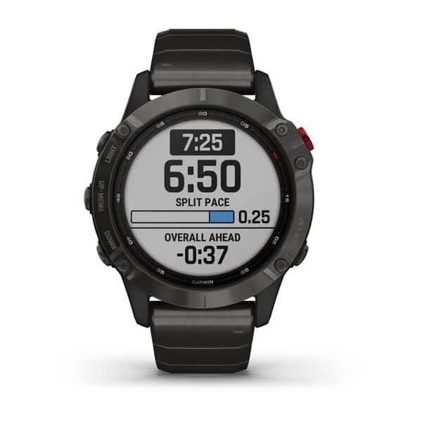 Смарт-часы Garmin Fenix 6 Pro Solar титановые серые с DLC-покрытием и титановым ремешком
