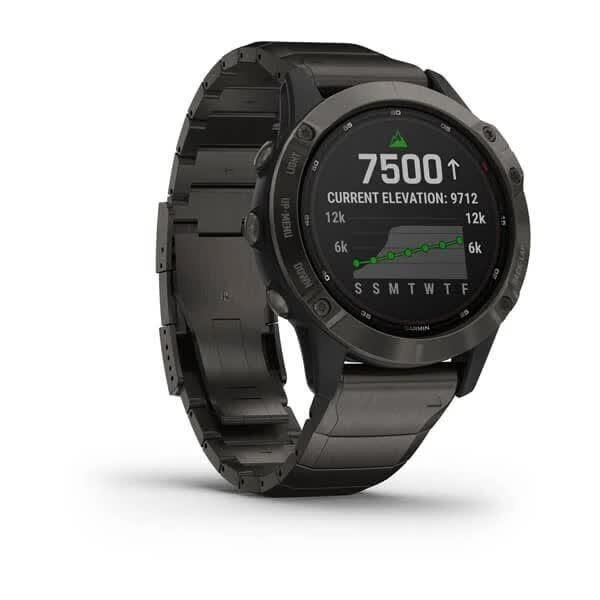 Смарт-часы Garmin Fenix 6 Pro Solar титановые серые с DLC-покрытием и титановым ремешком