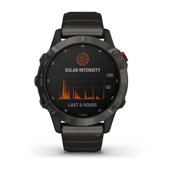 Смарт-часы Garmin Fenix 6 Pro Solar титановые серые с DLC-покрытием и титановым ремешком