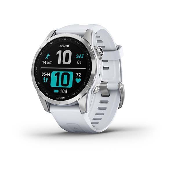 Смарт-годинник Garmin Fenix ​​7S сріблястий з білим ремінцем