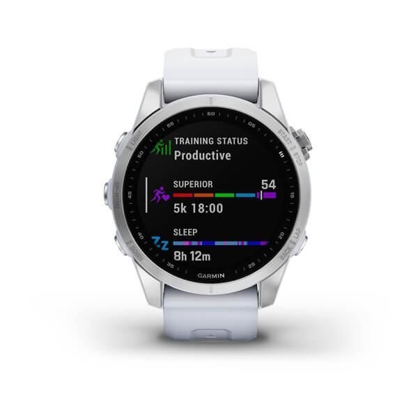 Смарт-годинник Garmin Fenix ​​7S сріблястий з білим ремінцем