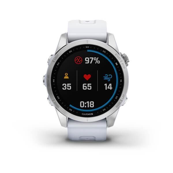 Смарт-годинник Garmin Fenix ​​7S сріблястий з білим ремінцем