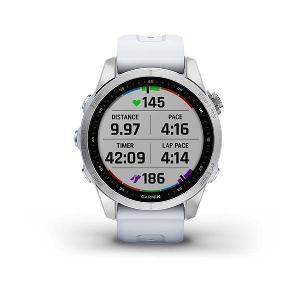 Смарт-годинник Garmin Fenix ​​7S сріблястий з білим ремінцем
