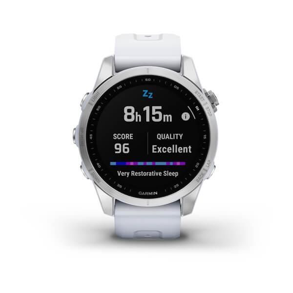 Смарт-годинник Garmin Fenix ​​7S сріблястий з білим ремінцем