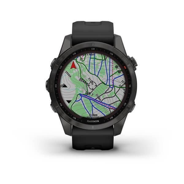 Смарт-часы Garmin Fenix 7S Sapphire Solar титановые серые DLC с черным ремешком Black Band