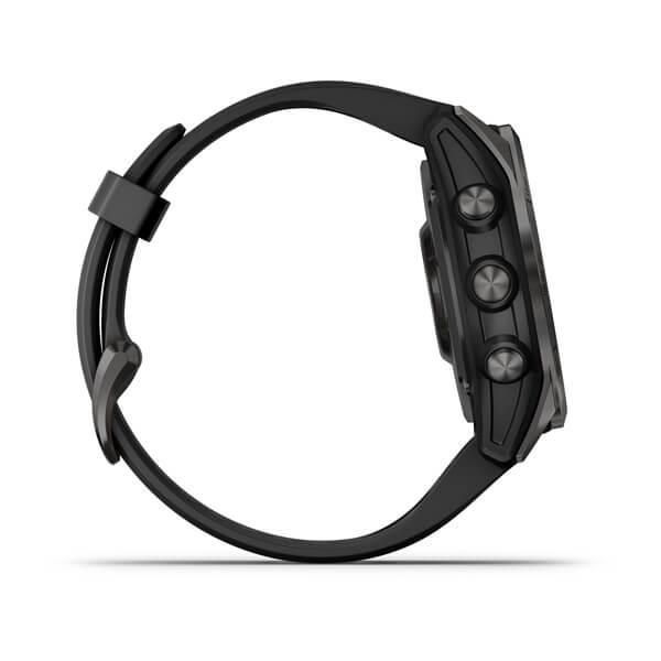 Смарт-часы Garmin Fenix 7S Sapphire Solar титановые серые DLC с черным ремешком Black Band