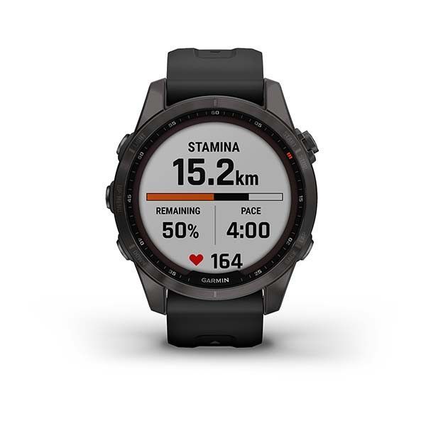 Смарт-часы Garmin Fenix 7S Sapphire Solar титановые серые DLC с черным ремешком Black Band