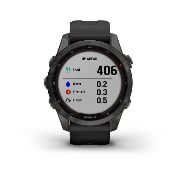 Смарт-часы Garmin Fenix 7S Sapphire Solar титановые серые DLC с черным ремешком Black Band