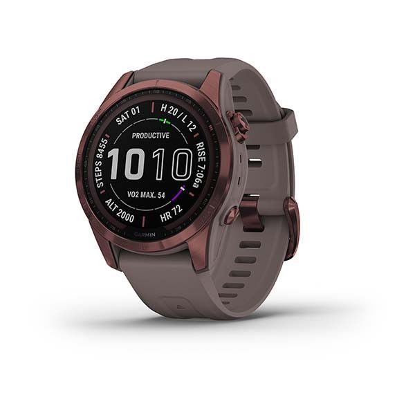 Смарт-годинник Garmin Fenix ​​7s Sapphire Solar титановий темно-бронзовий зі сланцево-сірим ремінцем