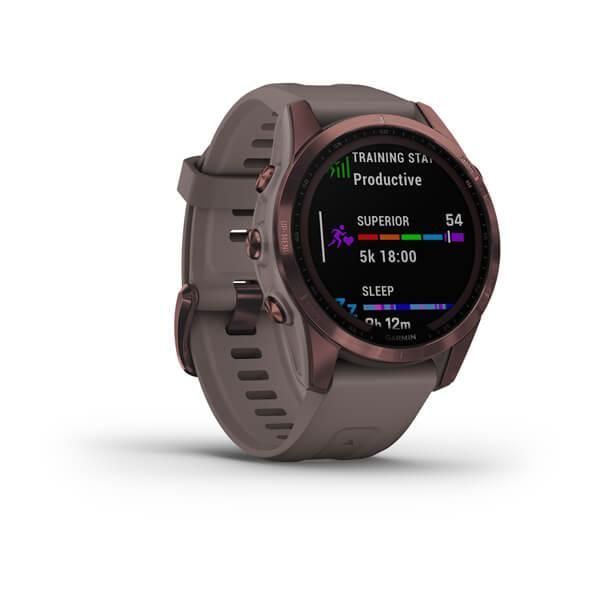 Смарт-годинник Garmin Fenix ​​7s Sapphire Solar титановий темно-бронзовий зі сланцево-сірим ремінцем