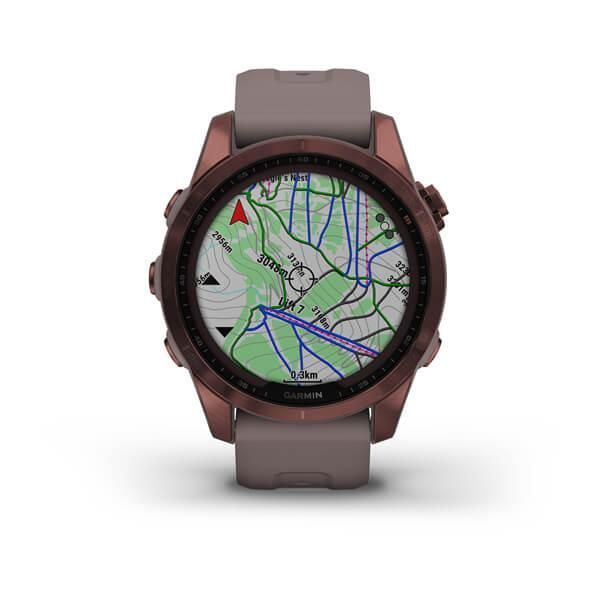 Смарт-годинник Garmin Fenix ​​7s Sapphire Solar титановий темно-бронзовий зі сланцево-сірим ремінцем