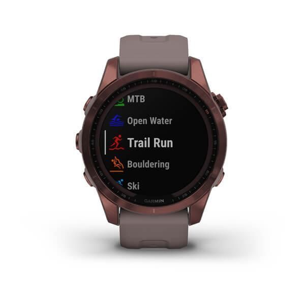 Смарт-годинник Garmin Fenix ​​7s Sapphire Solar титановий темно-бронзовий зі сланцево-сірим ремінцем