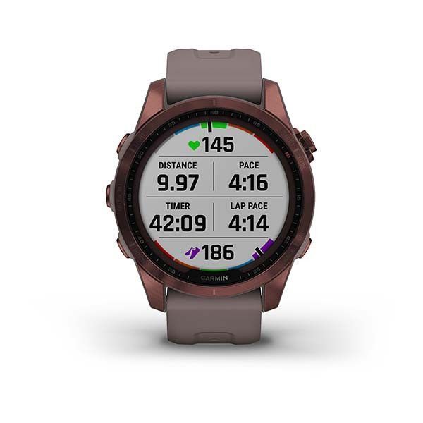 Смарт-годинник Garmin Fenix ​​7s Sapphire Solar титановий темно-бронзовий зі сланцево-сірим ремінцем