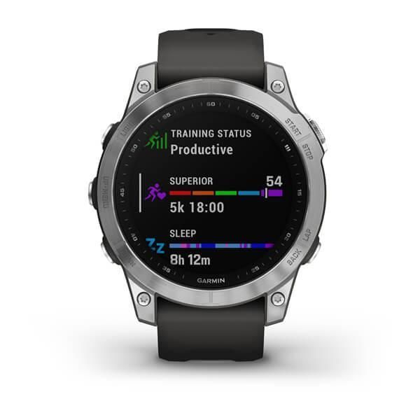 Смарт-часы Garmin Fenix 7 серебристые с ремешком серый графит