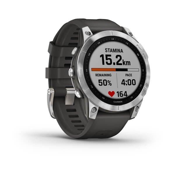 Смарт-часы Garmin Fenix 7 серебристые с ремешком серый графит
