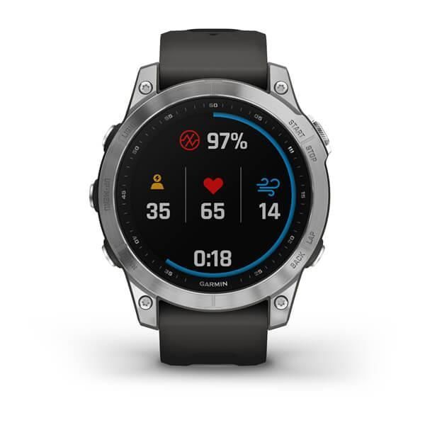 Смарт-часы Garmin Fenix 7 серебристые с ремешком серый графит