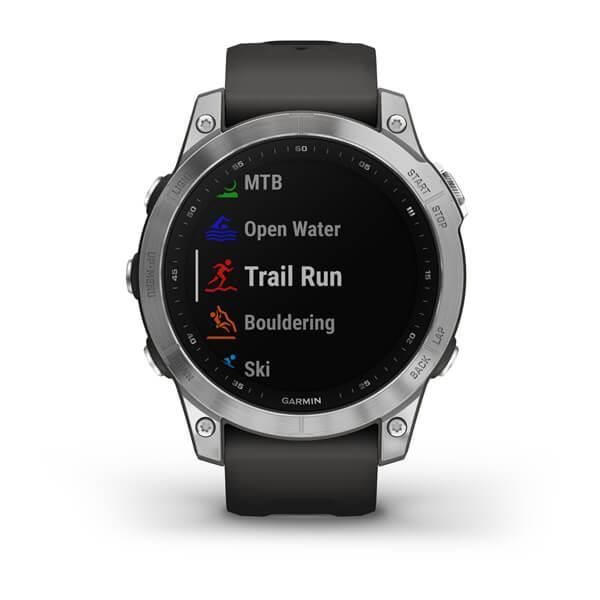 Смарт-часы Garmin Fenix 7 серебристые с ремешком серый графит