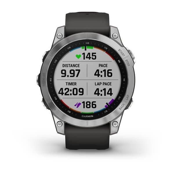 Смарт-часы Garmin Fenix 7 серебристые с ремешком серый графит