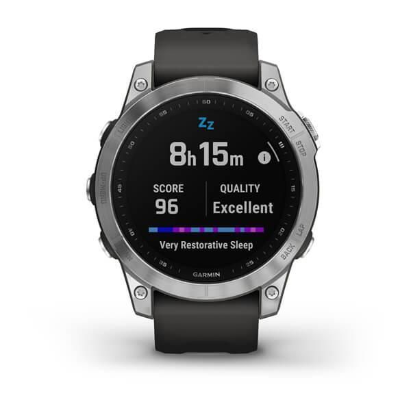 Смарт-часы Garmin Fenix 7 серебристые с ремешком серый графит