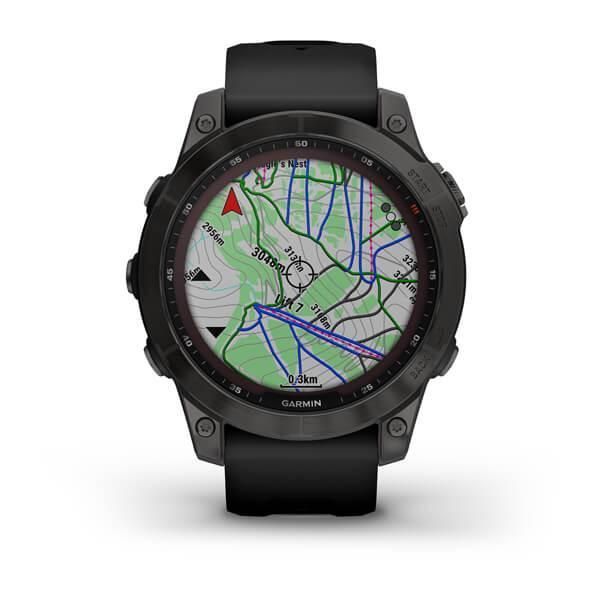 Смарт-часы Garmin Fenix 7 Sapphire Solar титановые серые DLC с черным ремешком