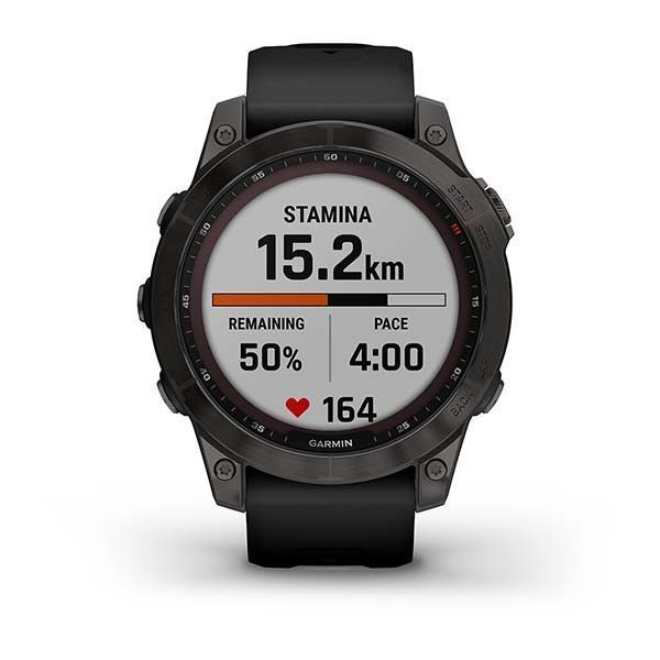 Смарт-часы Garmin Fenix 7 Sapphire Solar титановые серые DLC с черным ремешком