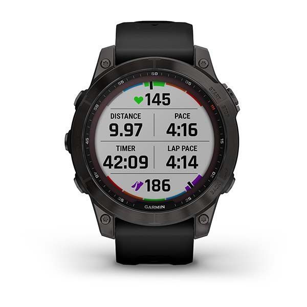 Смарт-часы Garmin Fenix 7 Sapphire Solar титановые серые DLC с черным ремешком