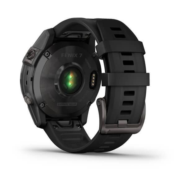 Смарт-часы Garmin Fenix 7 Sapphire Solar титановые серые DLC с черным ремешком