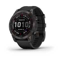 Смарт-годинник Garmin Fenix ​​7 Sapphire Solar титанові чорні DLC з чорним ремінцем